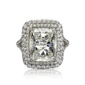 Silver Tone Square Halo Ring with Split Stone Band view 2