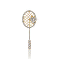 Badminton Racket and Shuttlecock Brooch in Gold or Silver Tone view 1