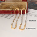Elongated U Hoop Earrings With Double Row Clear Zircon view 2