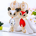 Jeweled Fox Drop Keychains in Red and Clear plus Assorted Color Option view 1