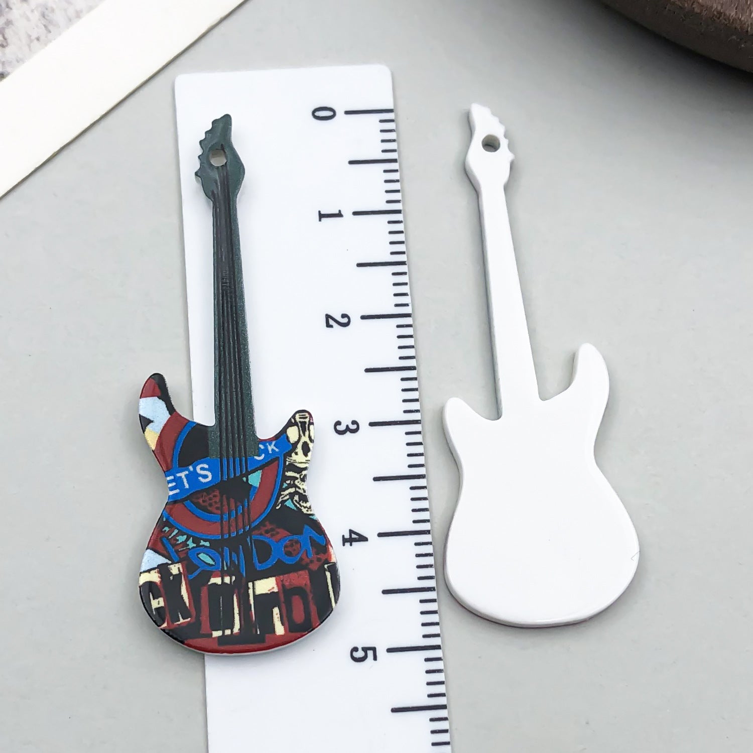 Printed Acrylic Music Guitar Charm Pendant for DIY Earrings Necklaces Keychains