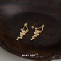Gold Bubble Cluster Drop Earrings Crystal Two-Way Jacket view 2