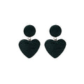 Fabric Wrapped Heart Drop Stud Earrings Three Colors view 5