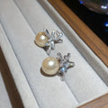 Silver-Tone Crystal Flower Pearl Stud Earrings - One Style view 1