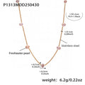 Gold Station Necklace Freshwater Pearl Pink Or Gray view 6