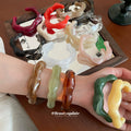 Wavy Marbled Open Resin Cuff Bracelet In Fifteen Colors view 1