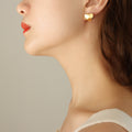 Small Heart Stud Earrings Gold Steel Polished Finish view 4