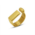Gold Geometric Open Adjustable Flat Bar Sphere Ring view 5