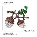 Double Acorn Brooch With Green Enamel Leaves Jacket and Scarf Accessory view 4