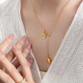 Gold Slider Necklace Dual Disc Xi Fu Character Pendants view 1
