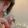 Multicolor Crystal Petal Cluster Statement Stud Earrings view 7