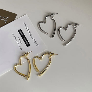Open Heart Hoop Earrings In Gold And Silver Tone For Women