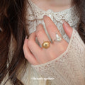 Pear Apple Open Rings Silver Gold Frosted Fruit Charms view 1