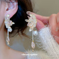 Gold Tone Butterfly And Pearl Tassel Drop Earrings view 4