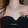Multi Layer Rhinestone Bib Necklace Flower Hook Earring Sets view 4