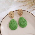 Six Color Woven Teardrop Gold Tone Dangle Earrings view 8