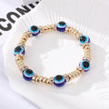 Gold Tone Mixed Bead Evil Eye Stretch Bracelets in Five Designs view 5