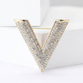 Crystal Letter V Brooch In 2 Styles With Polished Metal Details view 2