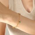 Gold Heart Link Bracelet Multicolor Baguette Zircon Charms view 6