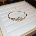 Double Heart Crystal Bracelet In Gold Tone Or Silver Tone view 6