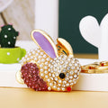 Pearl Accent Jeweled Rabbit Keychains in Four Colors with Fortune Loops view 8