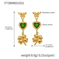 Butterfly Heart Clover Drop Earrings Red Blue Green Gold view 8