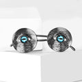 Round Eyeglasses Brooch With Textured Frames And Blue Lenses view 4