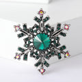 Dark Snowflake Brooch with Green Center Crystal Crystal Pin view 6