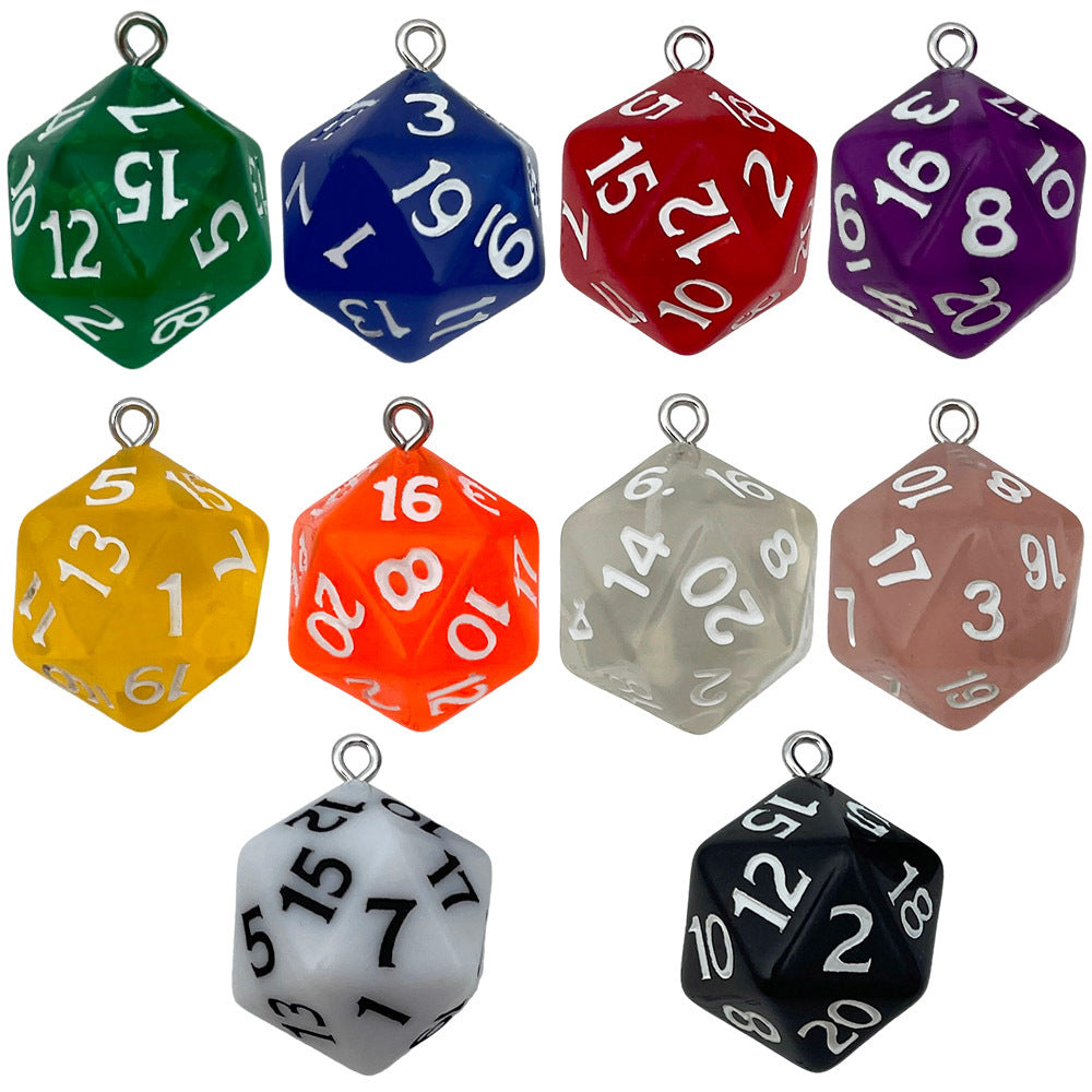 Resin 20 Sided Dice Charm Pendant for DIY Earrings Keychain Bag Jewelry Accessories