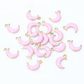 Colorful Enamel Crescent Moon Charms with Gold Tone Loops view 8