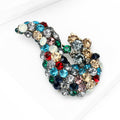 Multicolor Rhinestone Paisley Curved Brooch Antique Gold view 3