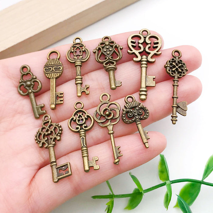 Antique Bronze Tone Key Charms in Assorted Ornate Designs