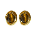 Brown Cabochon Irregular Gold Tone Statement Stud Earrings view 5