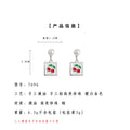 Silver Pearl Cherry Square Enamel Drop Earrings Pair view 3
