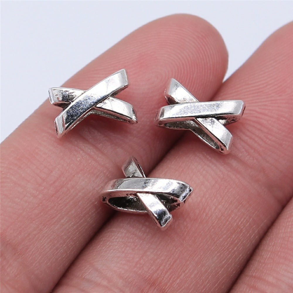 7x10mm 0.6g Multicolor Zinc Alloy X Shape Large Hole Beads for Bracelet Necklace DIY Jewelry Making