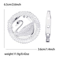 Circular Swan Brooch Baguette Crystal Halo Pave Gold Silver view 7