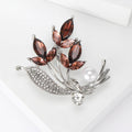 Crystal Floral Sprig Brooch in 2 Color Styles Metal Pin view 3