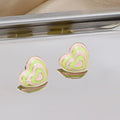 Enamel Layered Heart and Star Stud Earrings Four Colors view 3