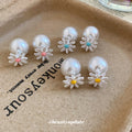 Daisy And Pearl Reversible Stud Earrings Fashion Jewelry view 3