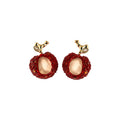Red Crystal Fruit Pendant Necklace and Stud Earrings view 5