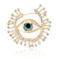 Crystal Lash Eye Brooch Blue Iris Gold and Silver Tone view 5
