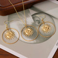 Sun Face Hoop Earring Necklace and Jewelry Set Options view 6