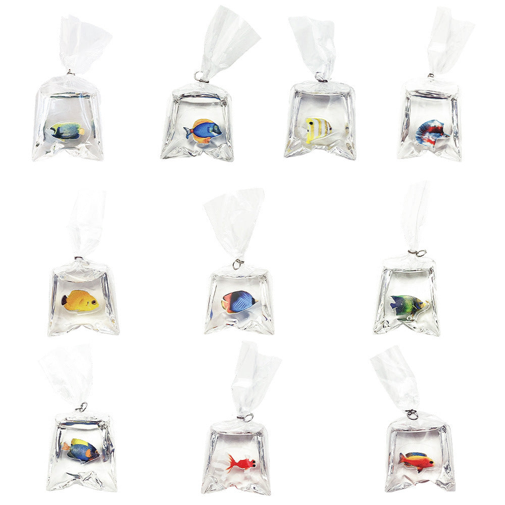 Transparent Resin Water Bag Goldfish Clownfish Charm Pendants for DIY Earrings Keychains