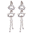 Crystal Floral Cluster Extra Long Fringe Statement Earrings view 5