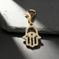 Rhinestone Hamsa Hand Lobster-Clasp Charms in Two Finishes view 2