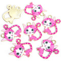 Printed Cat Charms in Gold and Silver Tones, Five Cat Designs view 6