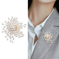 White Pearl Beaded Burst Brooch With Radiating Sprays view 2
