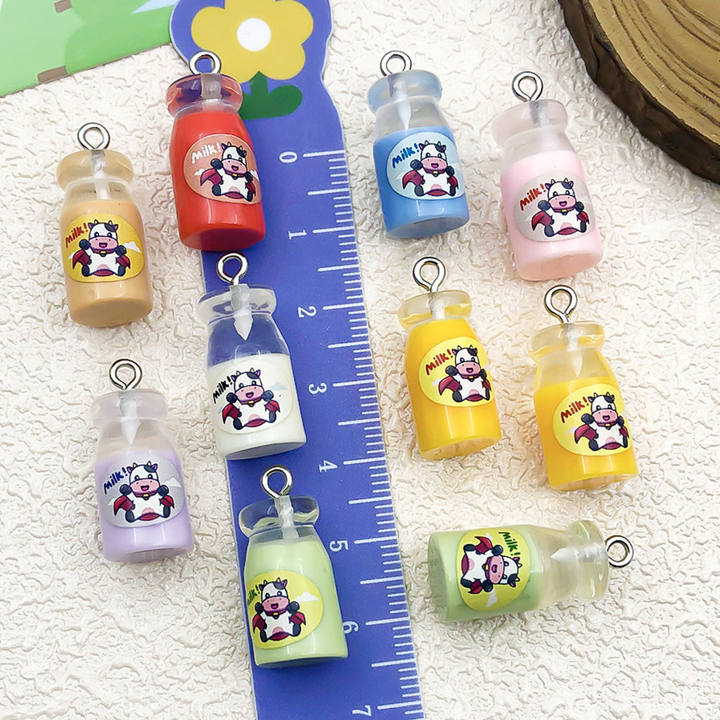 Colorful Resin Milk Bottle Charm Pendant for Earrings Necklace Keychain DIY
