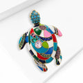 Colorful Enamel Sea Turtle Brooch in Detailed Metal view 2