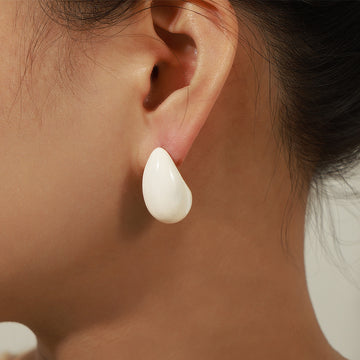Color Enamel Teardrop Stud Earrings Copper Gold Post